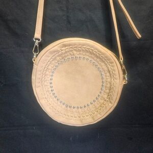 Vieta Tan Round Crossbody Bag